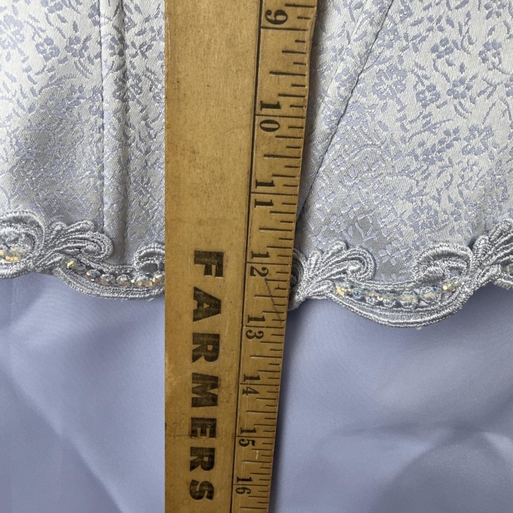 Y2k Betsy & Adam Skirt Corset Set Womens 4P Blue Chiffon Rhinestone VTG 90s - Picture 7 of 16